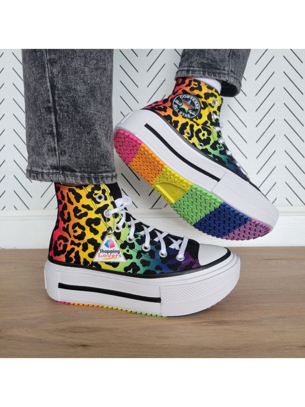 Converse Chuck Taylor Lift Platform Pride 7 Womens Shoes Leopard Sneaker A15782C
